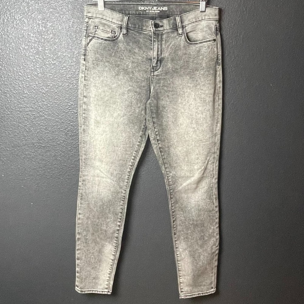 DKNY Jeans Women's Gray Acid Wash CITY Ultra Skinny Jeans Size 10 - Picture 4 of 12